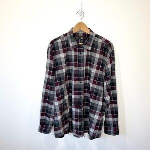 CK Calvin Klein Multi-Colored Checkered Print Button Up